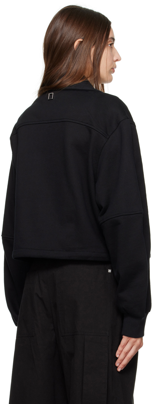 WOOYOUNGMI BLACK HALF-ZIP SWEATER 