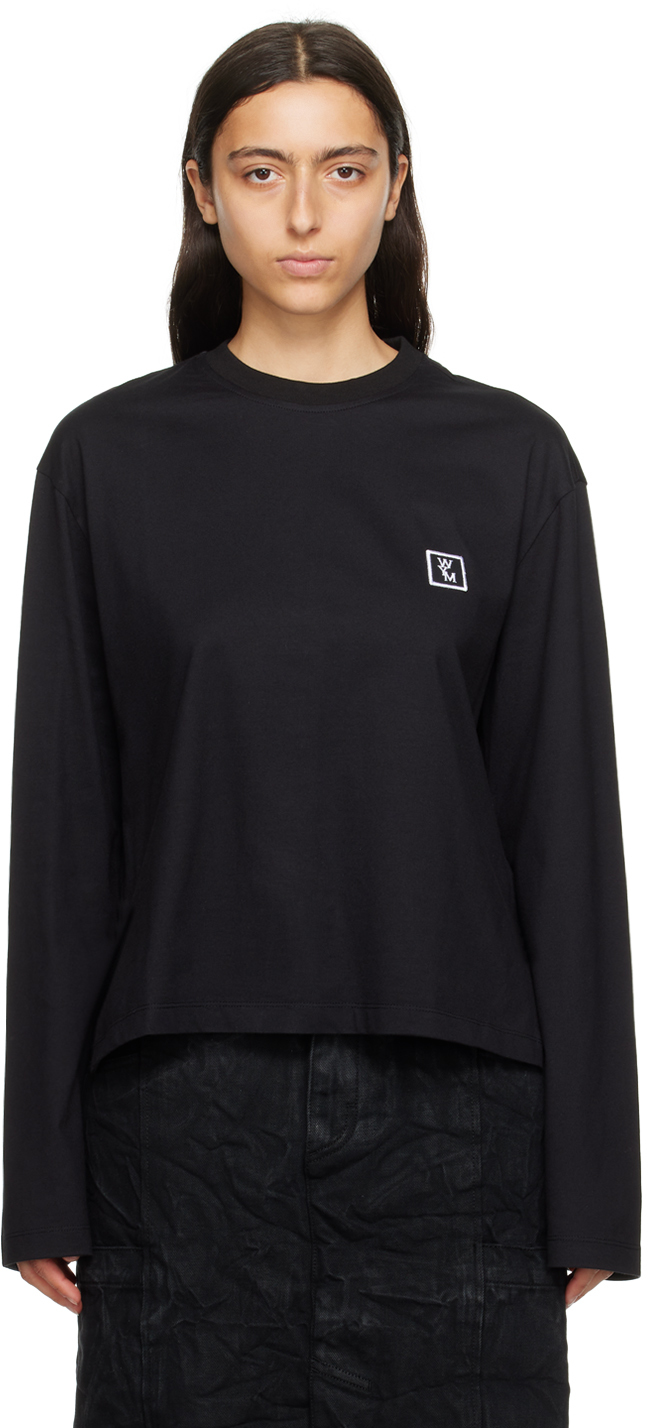 Wooyoungmi Black Embroidered Long Sleeve T-shirt In Black 713b