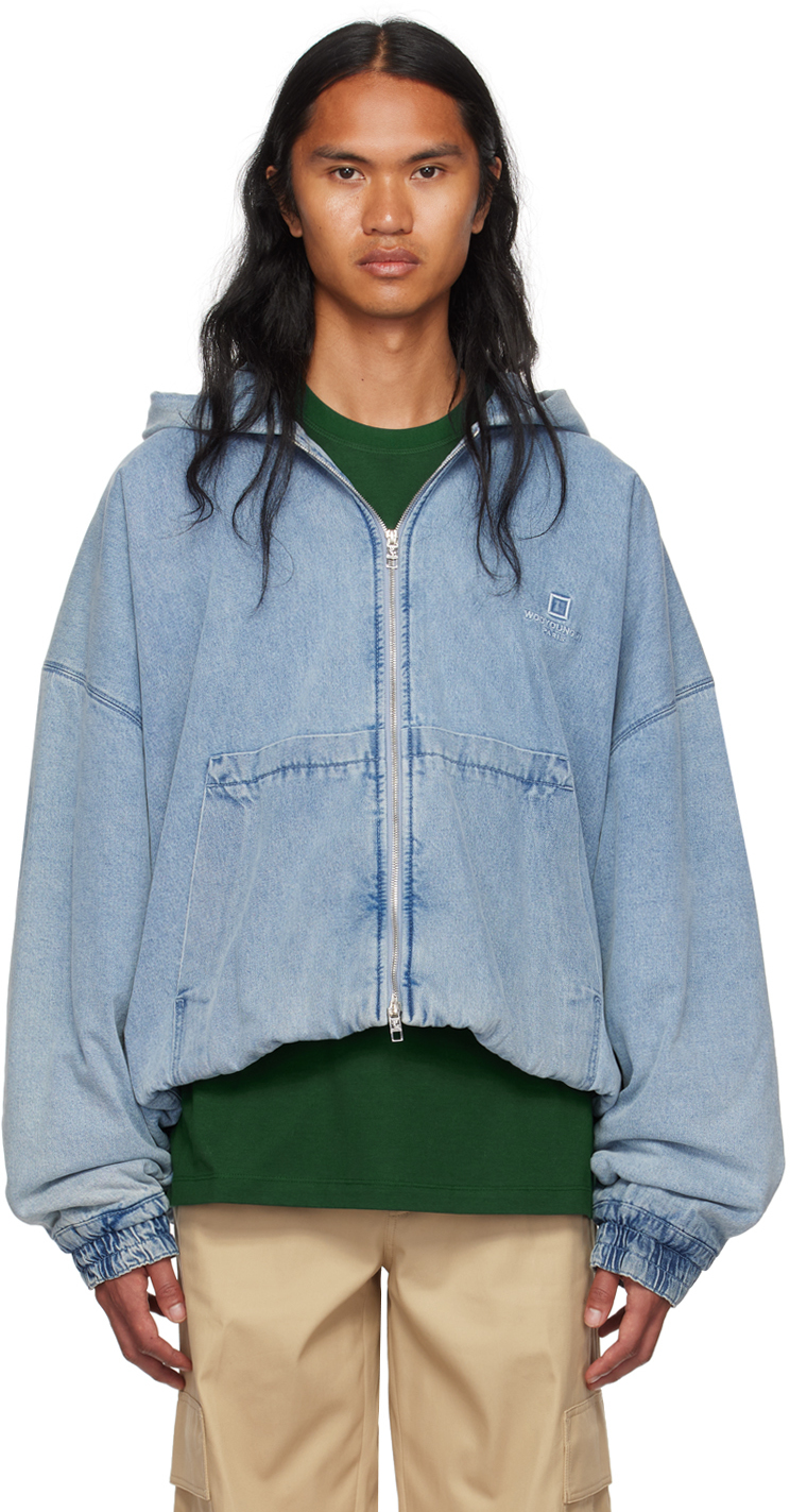 Wooyoungmi: Blue Hooded Denim Jacket | SSENSE