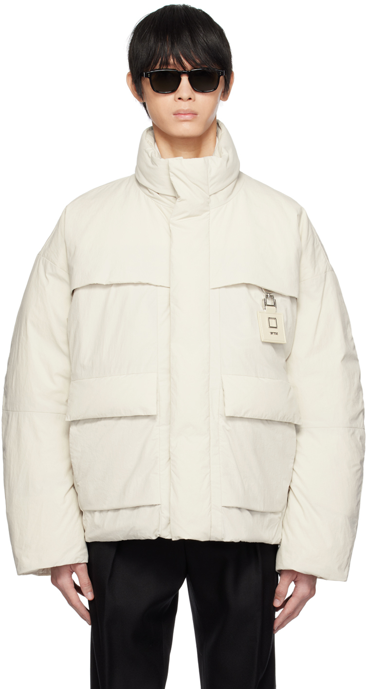 Shop Wooyoungmi Off-white Zip Down Jacket In Ivory 966i