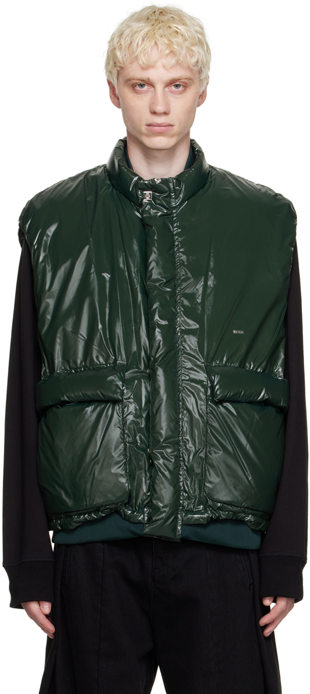 Green Stand Collar Down Vest