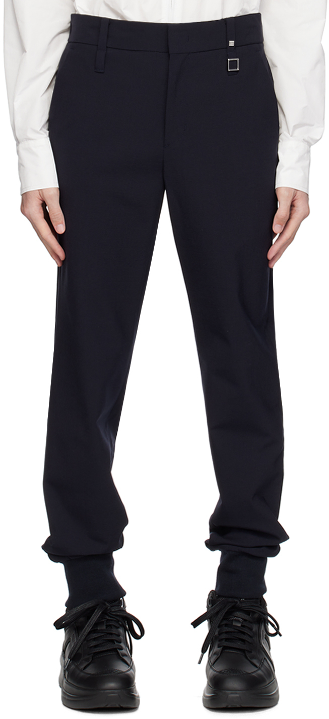 Wooyoungmi Navy Cuffed Trousers In Navy 988n