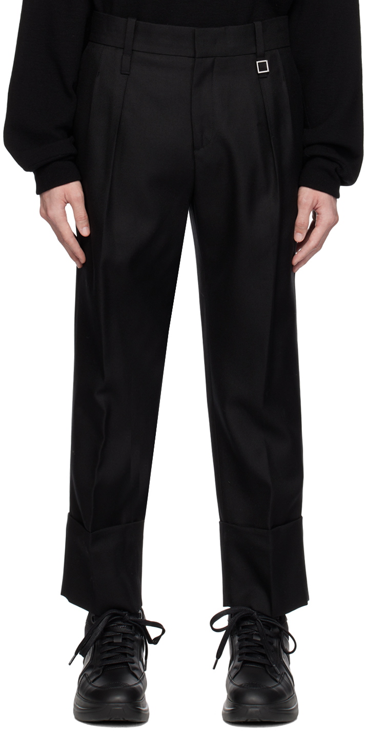 Wooyoungmi Black Turn-up Trousers In Black 901b