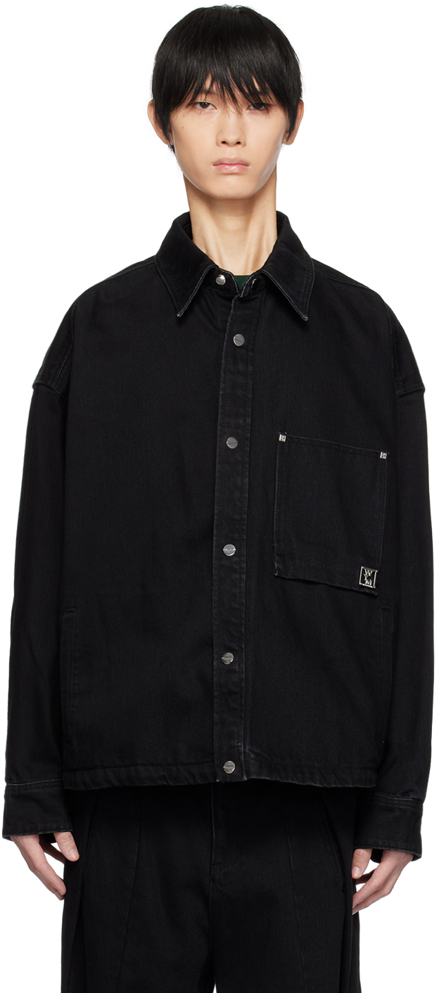 Shop Wooyoungmi Black Volcano Denim Shirt In Black 869b
