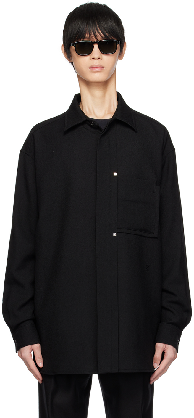 Black Hidden Button Shirt by Wooyoungmi on Sale