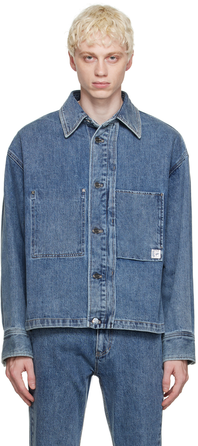 Wooyoungmi: Blue Cropped Denim Shirt | SSENSE