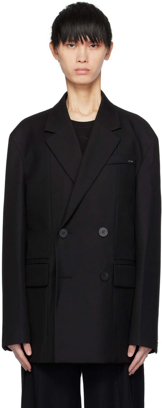 Wooyoungmi Black Double-breasted Blazer In Black 901b