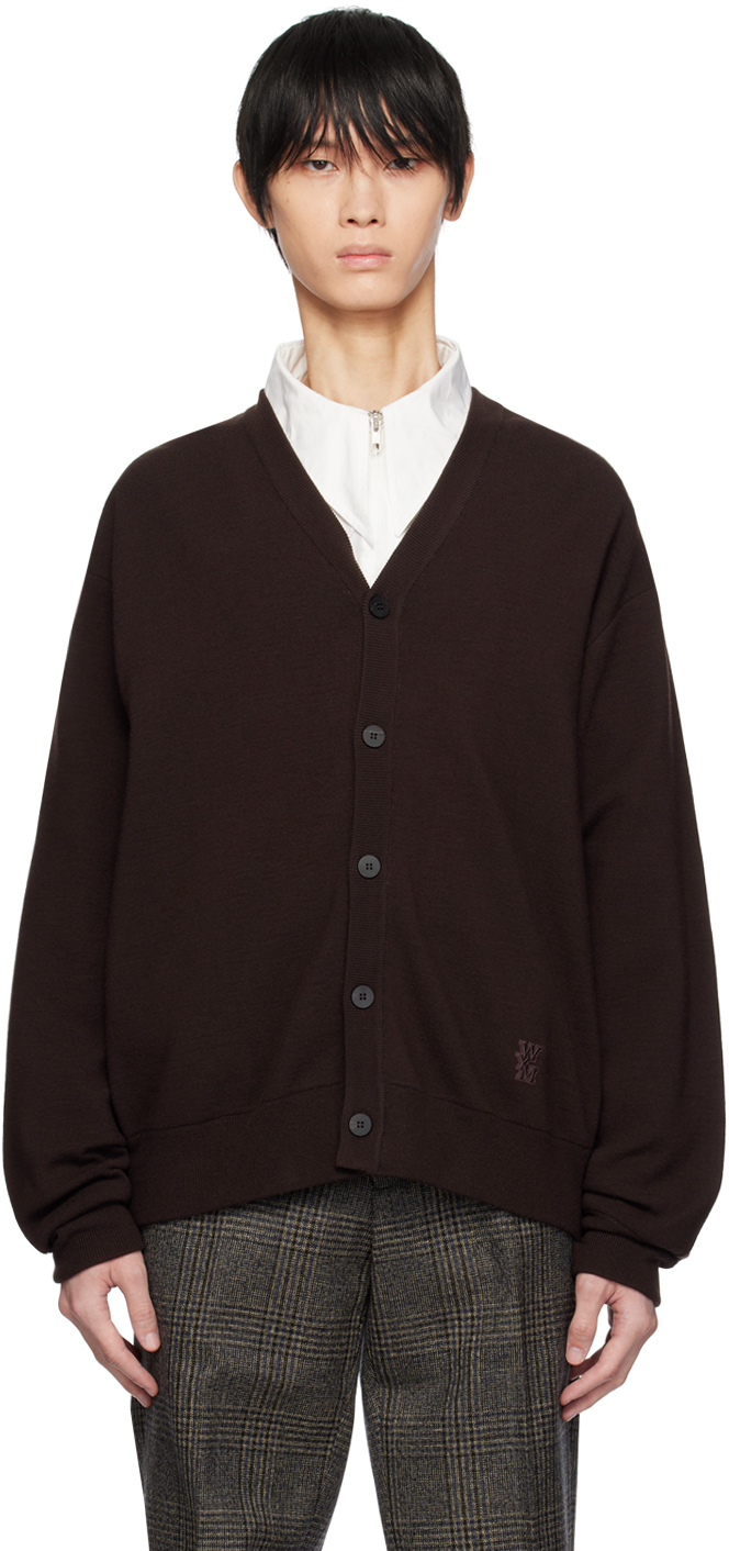 Brown Buttoned Cardigan by Wooyoungmi on Sale