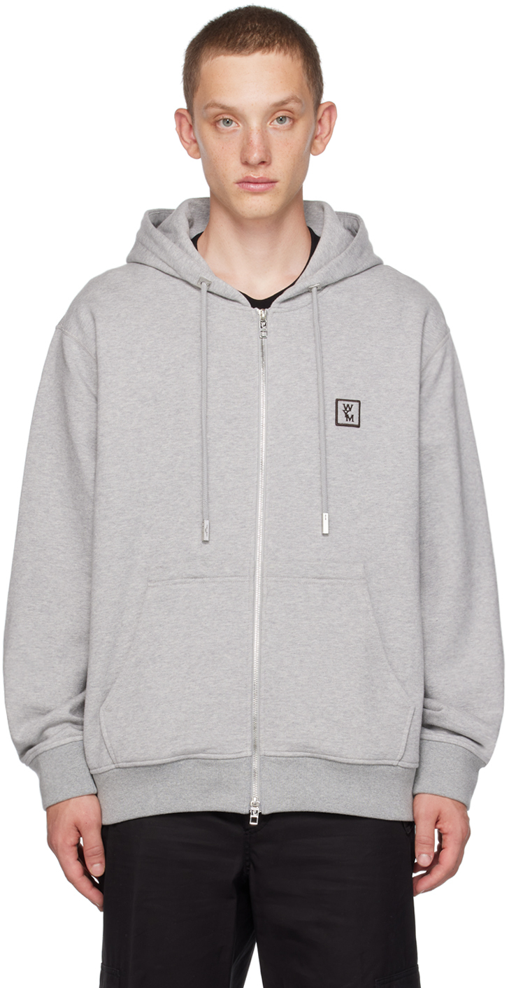 Gray Zip Hoodie by Wooyoungmi on Sale