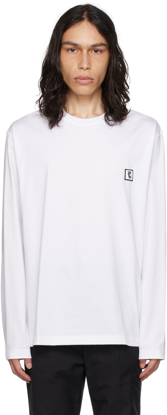 White Patch Long Sleeve T-Shirt by WOOYOUNGMI on Sale