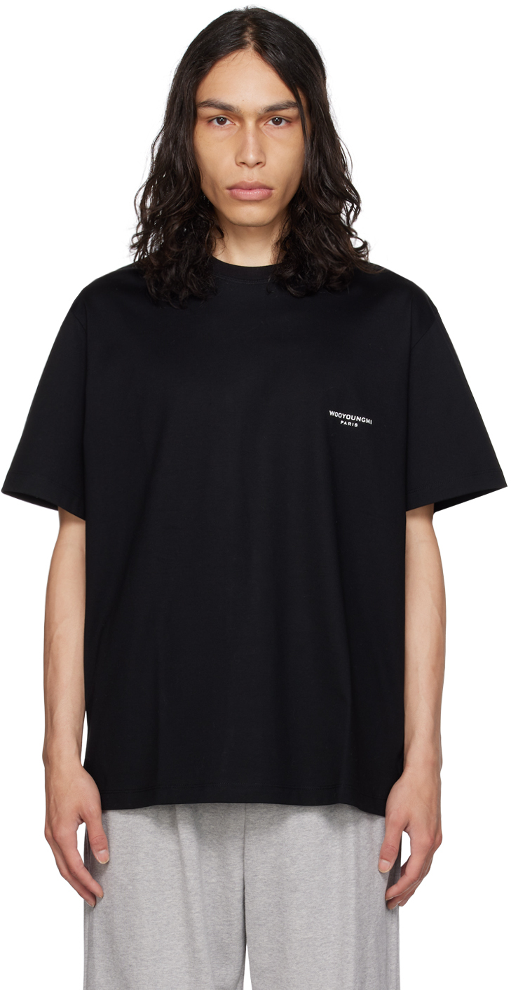 WOOYOUNGMI: Black Square Label T-Shirt | SSENSE Canada