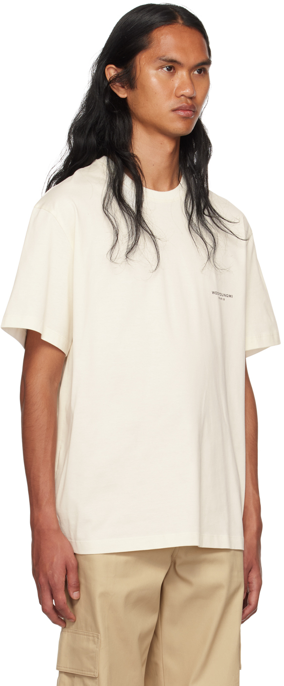 WOOYOUNGMI OFF-WHITE SQUARE LABEL T-SHIRT