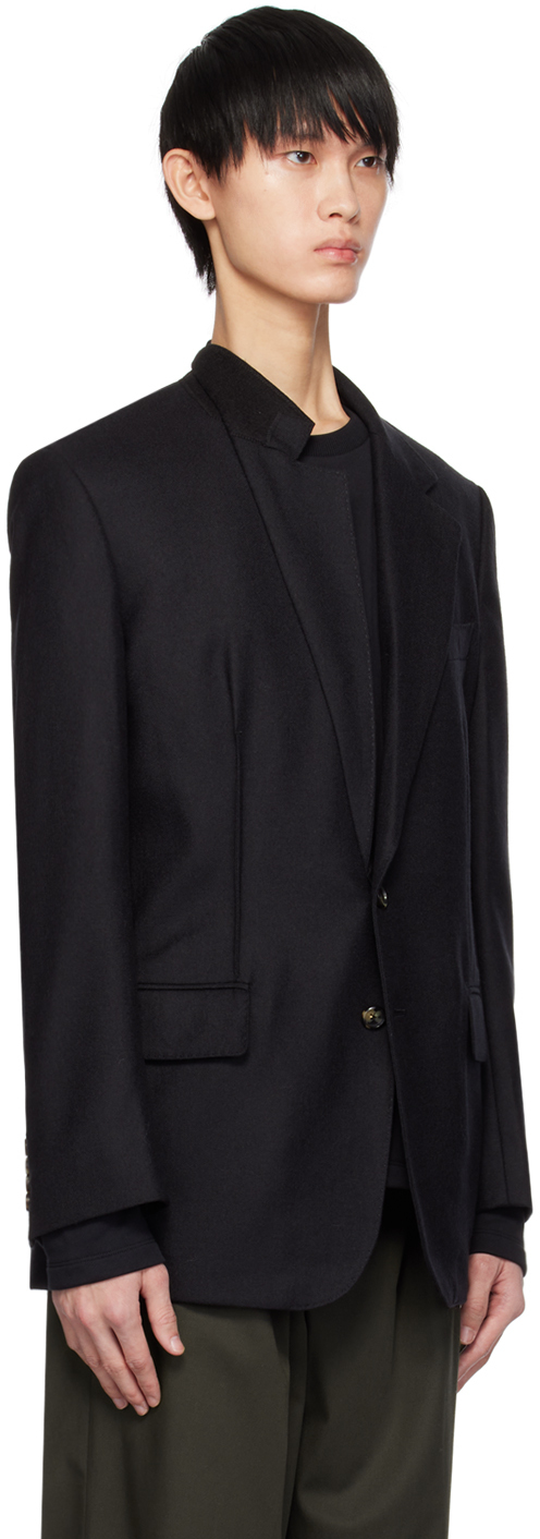 MARINA YEE BLACK ASYMMETRICAL DARTS BLAZER 