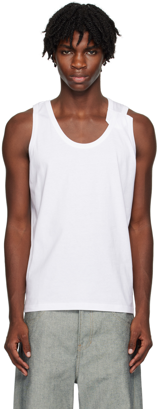 White Deconstructed Tank Top