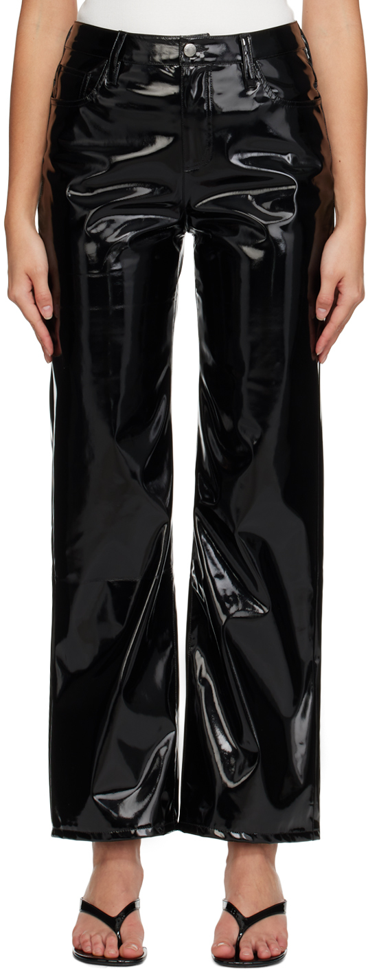 Simon Miller Black Wide-leg Faux-leather Trousers In 90303 Black