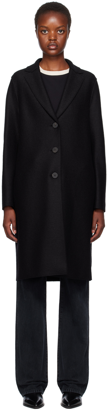 Shop Harris Wharf London Black Button Coat In 199 Black