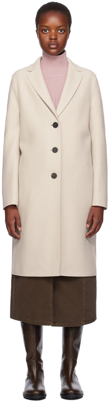 Harris Wharf London Off-white Button Coat In 412 Cream
