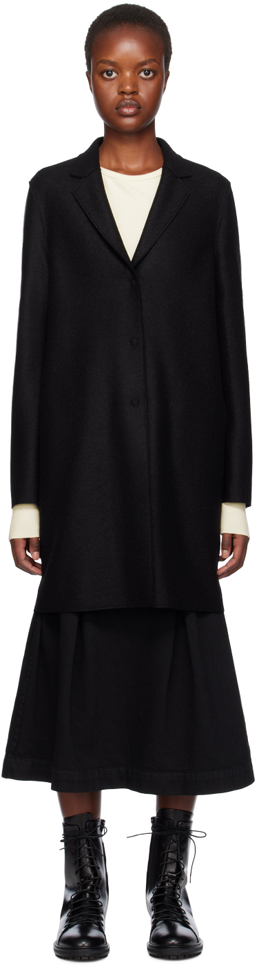 Harris Wharf London Black Cocoon Coat In 199 Black