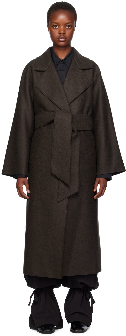 Harris Wharf London Brown Belted Clutch Coat In 451 Dark Brown