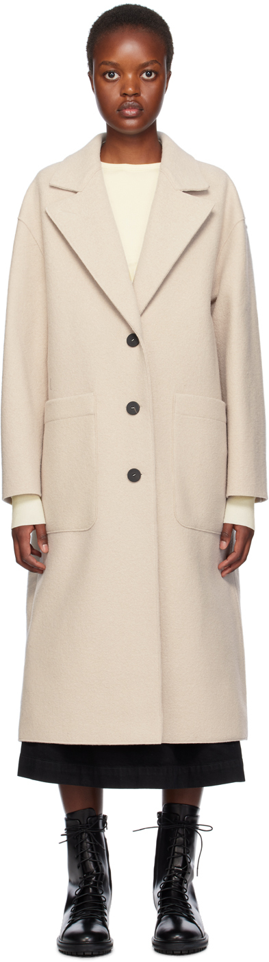 Shop Harris Wharf London Off-white Greatcoat Coat In 412 Cream