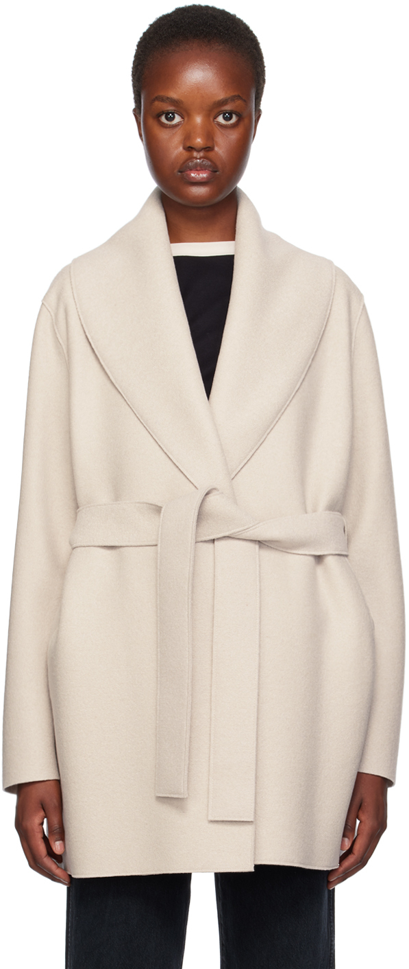 Harris Wharf London Off-white Belted Coat In 412 Cream