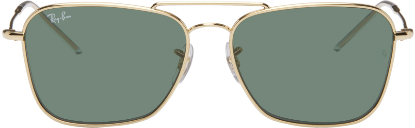 Ray-Ban: Gold Caravan Reverse Sunglasses | SSENSE Canada