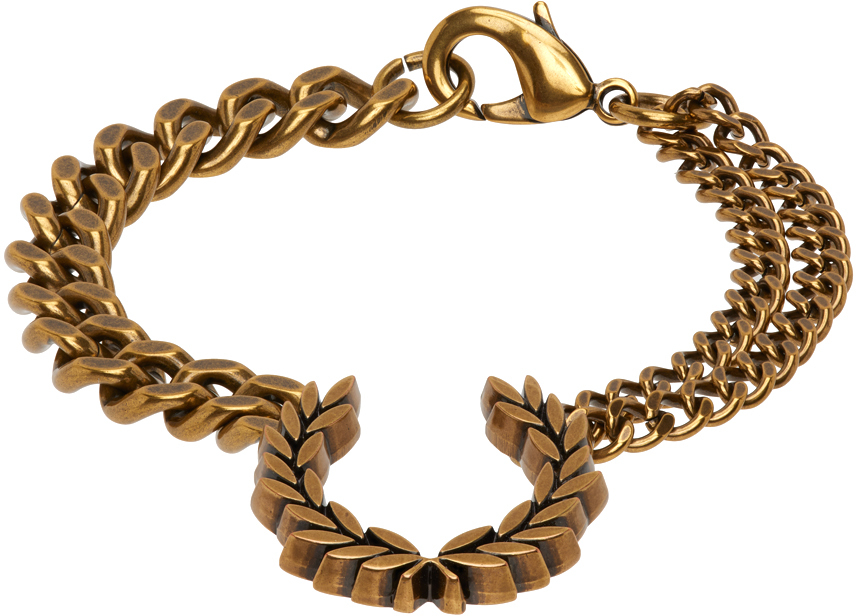 Fred Perry: Gold Double Chain Laurel Wreath Bracelet | SSENSE UK