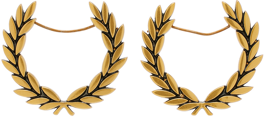 Fred Perry: Gold Laurel Wreath Earrings | SSENSE Canada