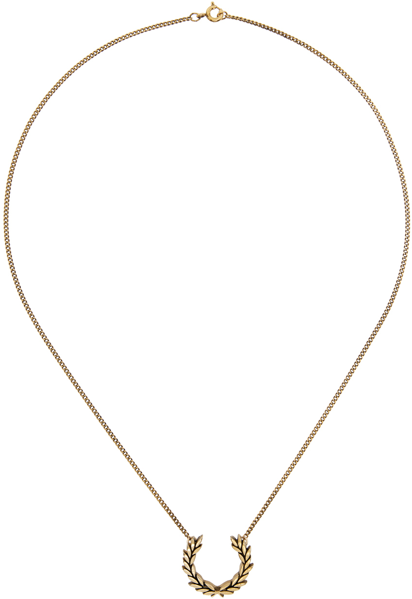 Fred Perry: Gold Laurel Wreath Necklace | SSENSE Canada