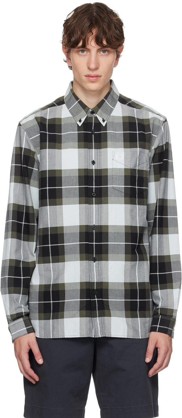 Shop Fred Perry Blue Tartan Shirt In R30 Light Ice
