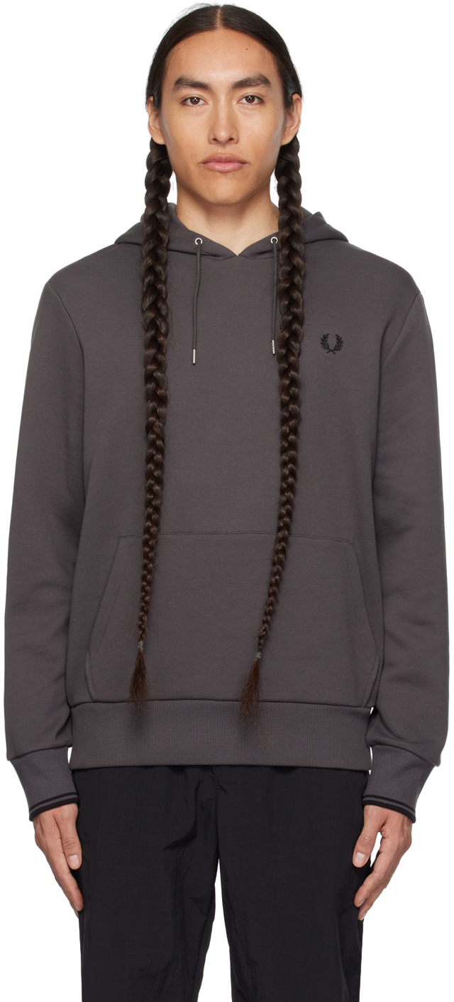 Fred Perry Gray Tipped Hoodie In Gunmetal
