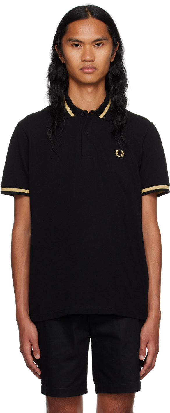 Black Single Tipped Polo by Fred Perry on Sale