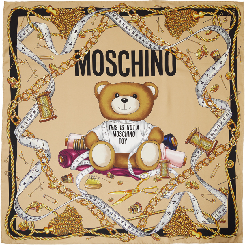 Moschino Choose A Life In Style Silk Square Scarf, $100, Forzieri