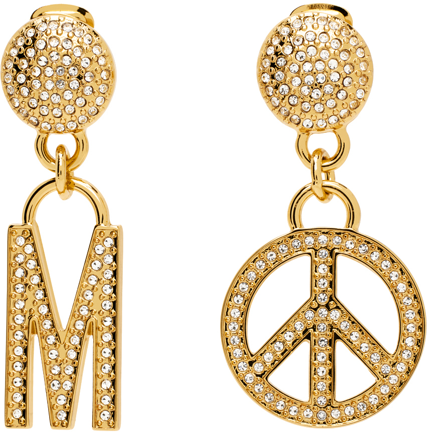 Moschino Gold Crystal Drop Earrings In A1606 Fantasy Gold