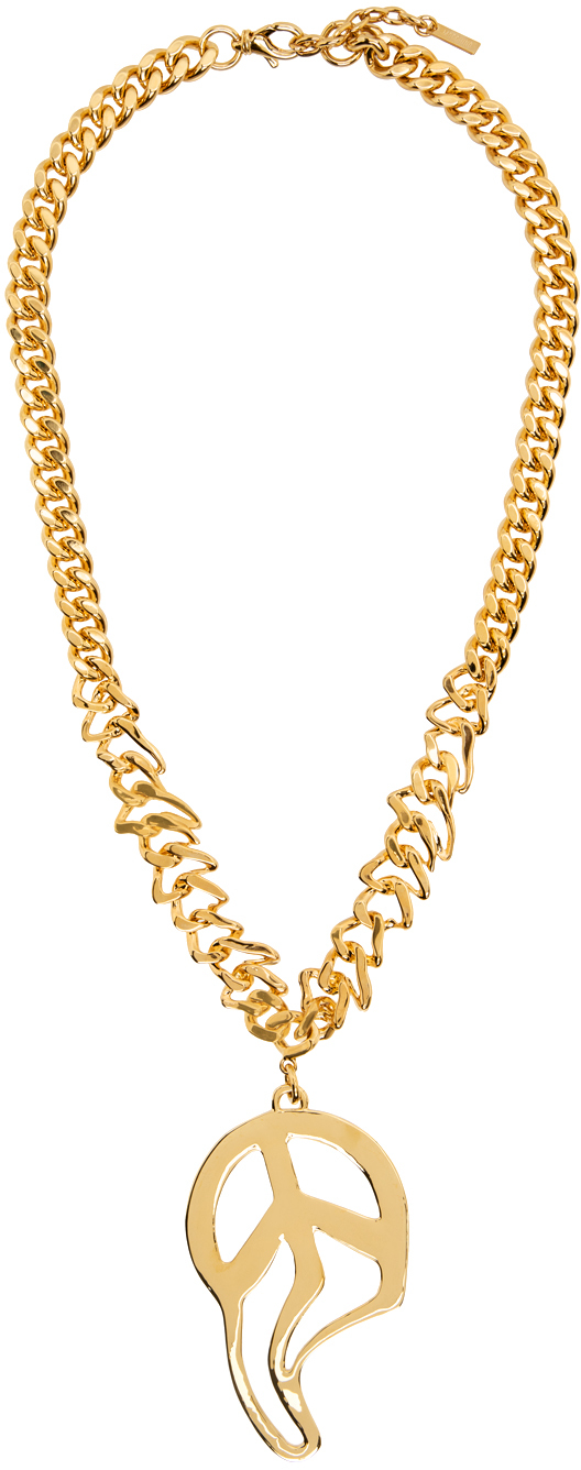 MOSCHINO GOLD MORPHED PEACE SYMBOL NECKLACE