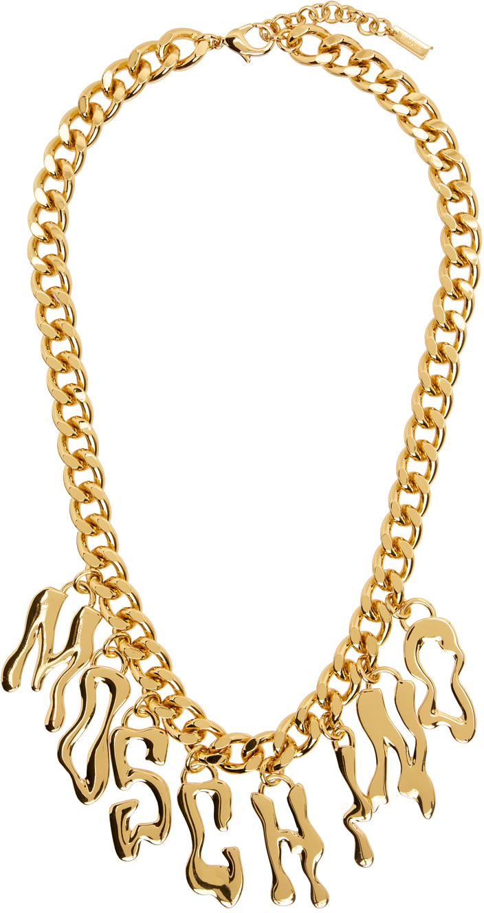 Moschino Logo-charm Chain Necklace In Gold