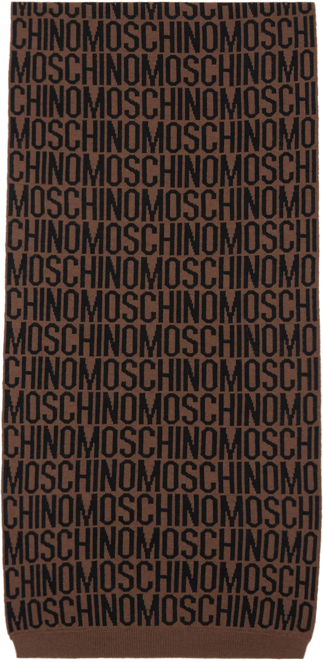 Moschino Brown Rib Trim Scarf In A1103 Fp Brown