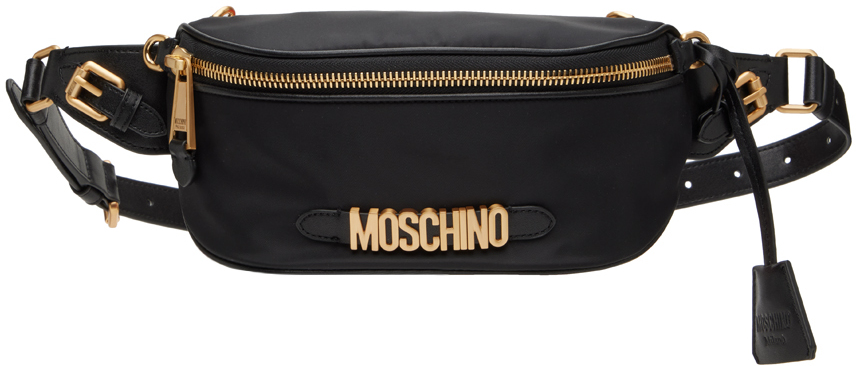 Moschino - Men's Jacquard Logo Beltpack Belt Bag - Black - Leather