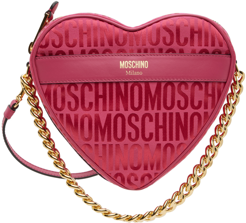 Pink Logo Heart Bag by Moschino on Sale