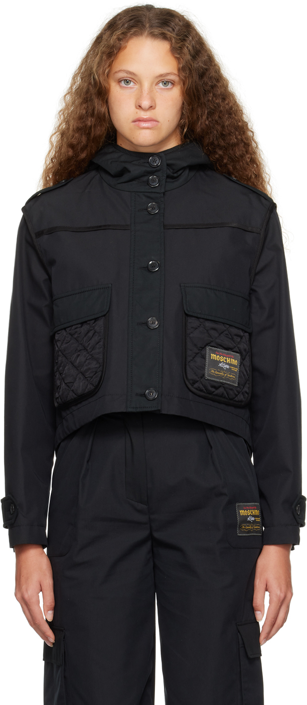 Moschino Black Paneled Jacket In A2555 F Black