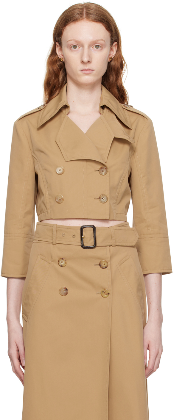 Moschino Cropped Double-breasted Jacket In Beige