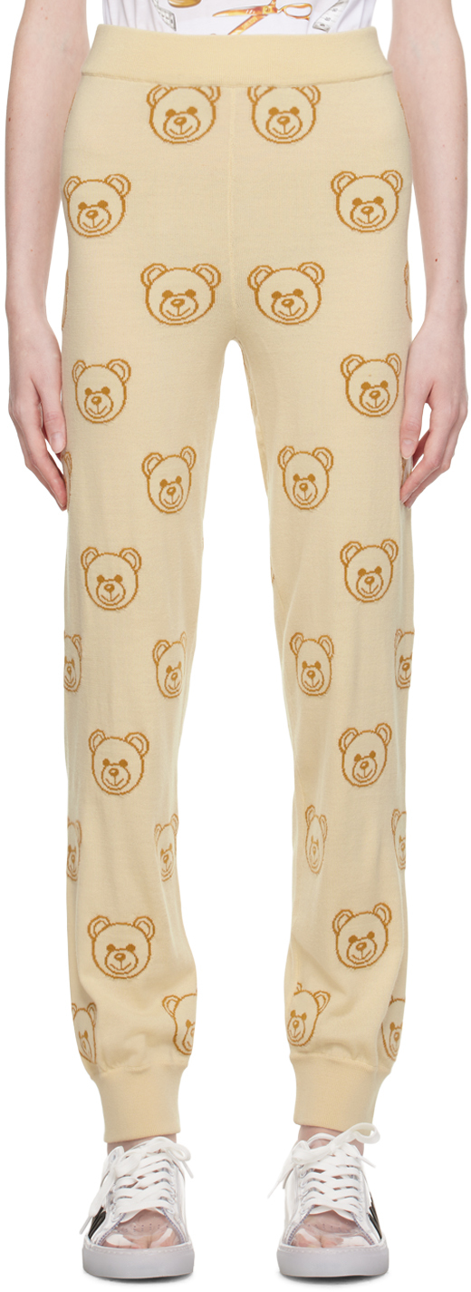 Moschino Off-white Teddy Bear Lounge Pants In A2004 F Ivory