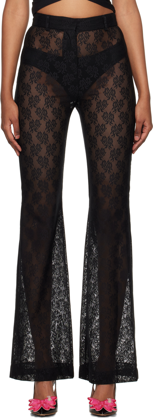 Moschino Black Sheer Trousers In A0555 Black