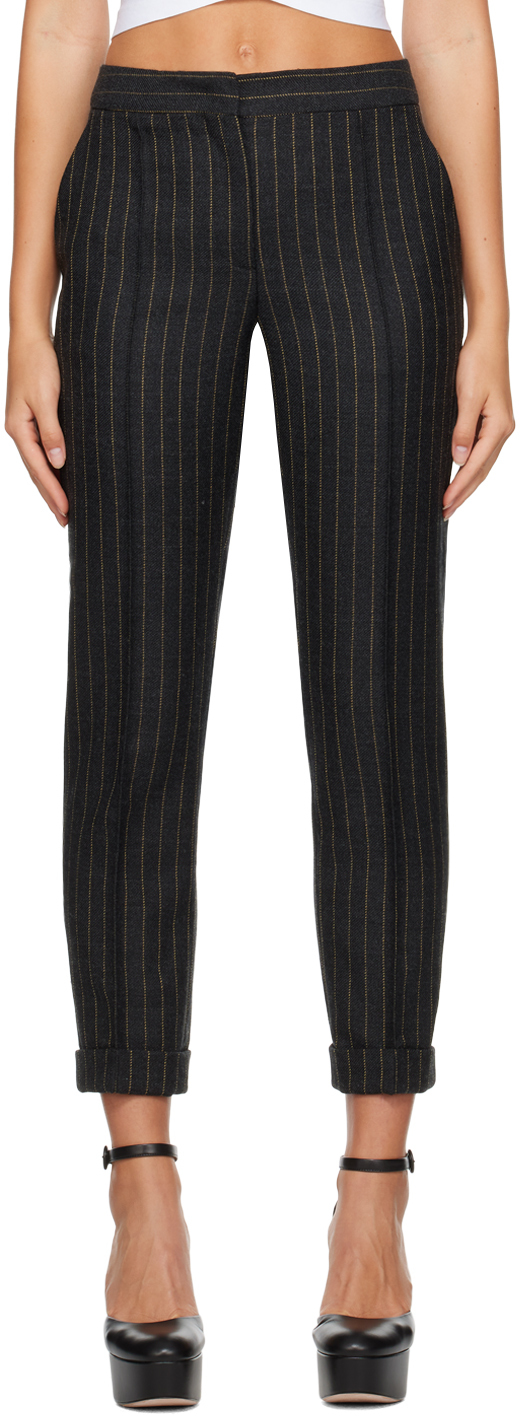 Moschino Pinstripe Cropped Trousers In Blue