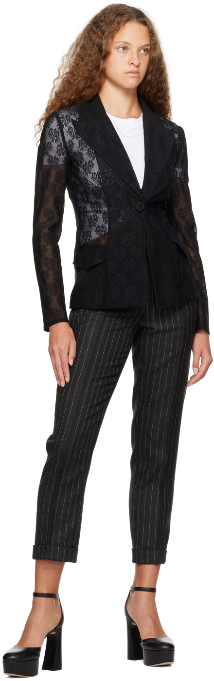 Moschino Pinstripe Cropped Trousers In J1490 F Grey