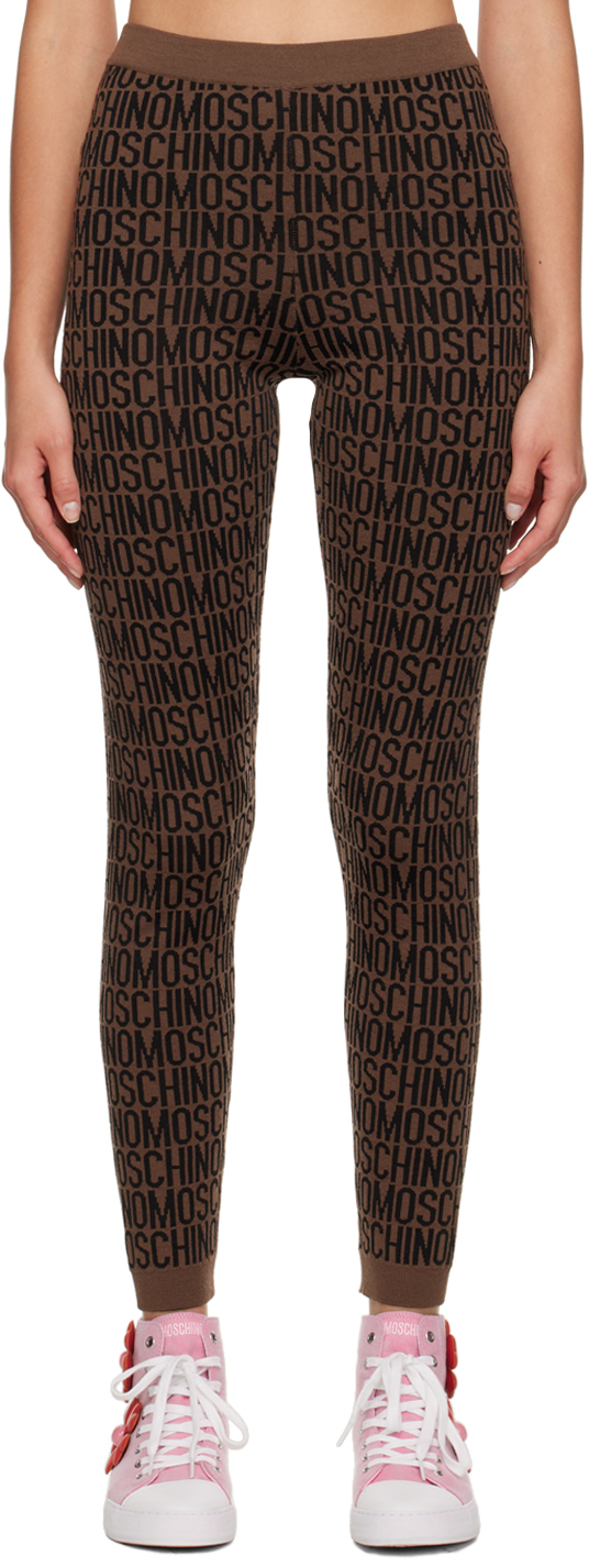 Brown All Over Leggings by Moschino on Sale