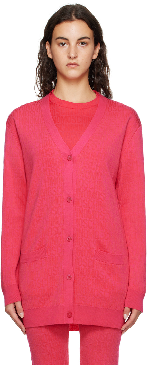 Pink Y-Neck Cardigan