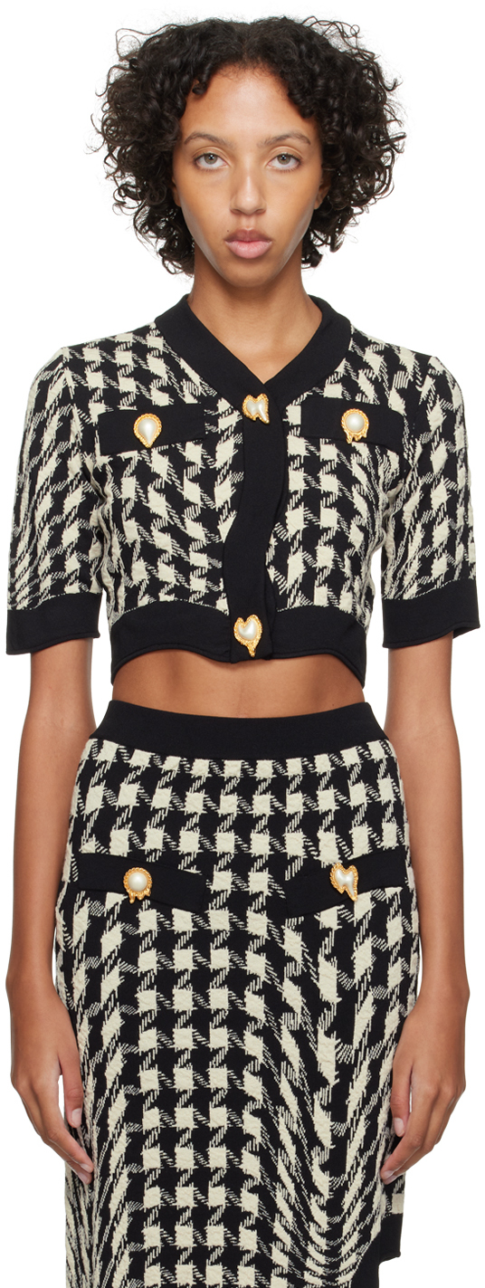 Shop Moschino Black & White Morphed Cardigan In A1555 Black