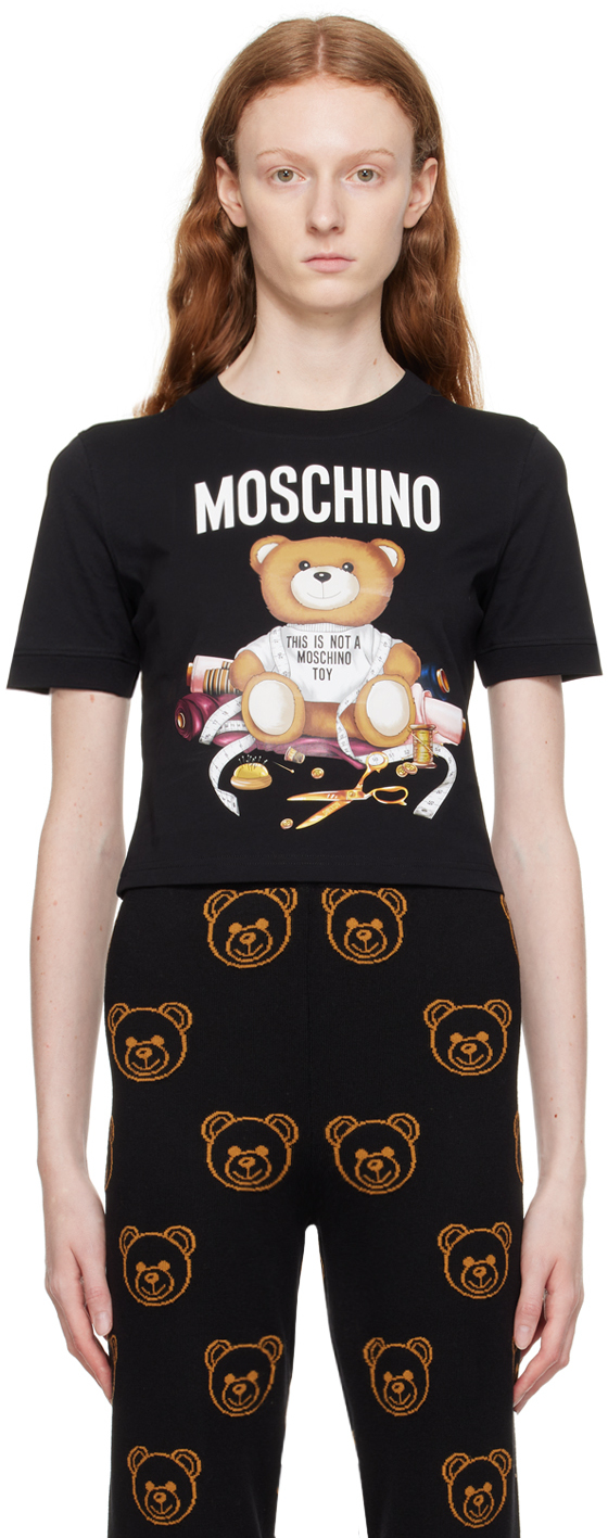 Shop Moschino Black Teddy Bear T-shirt In V1555 F Black