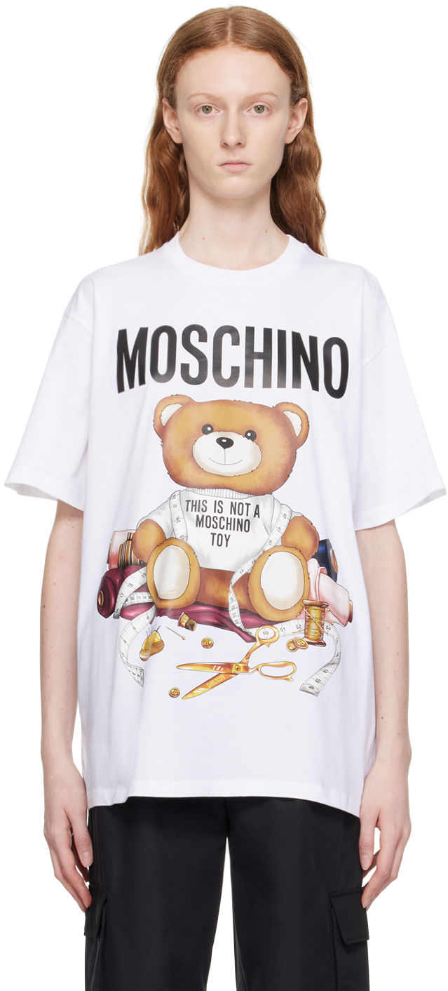 Moschino: White Teddy Bear T-Shirt | SSENSE